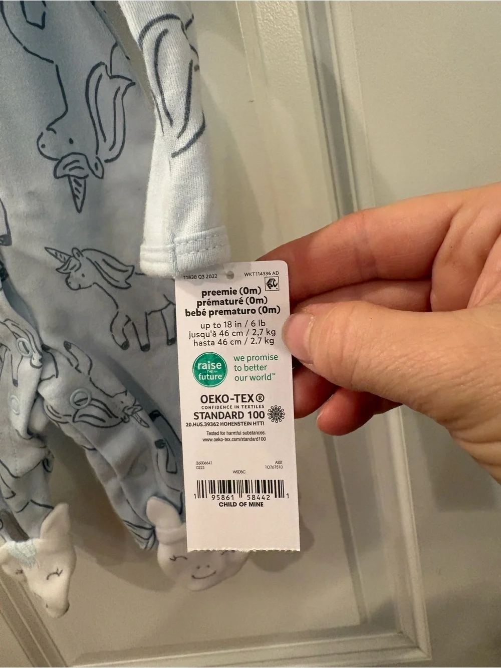 NWT Carter's Mint Green Unicorn-Print Footed One-Piece with NB pack socks TR175